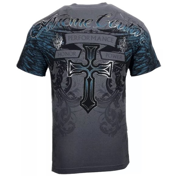 XTREME COUTURE by AFFLICTION Men's T-Shirt CARNIVORE Skulls Cross Biker S-5XL - Picture 3 of 9